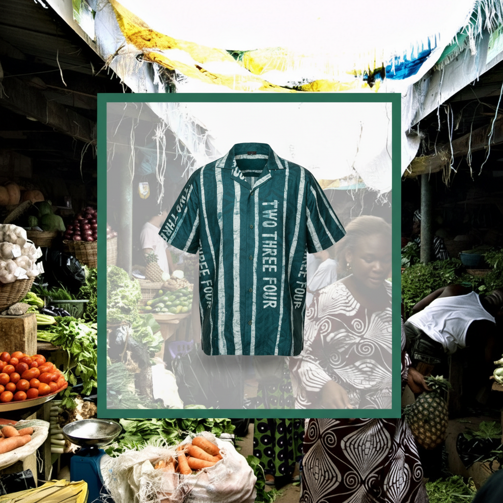 +234 Adire Men's leaf button down