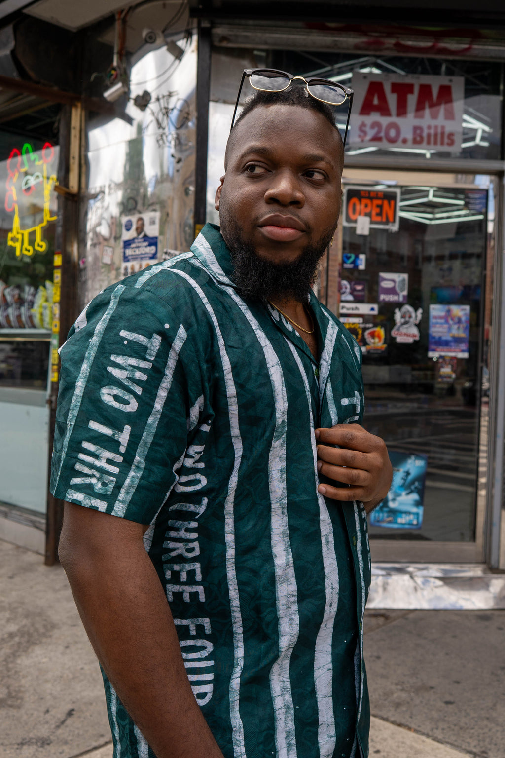 +234 Adire Men's leaf button down