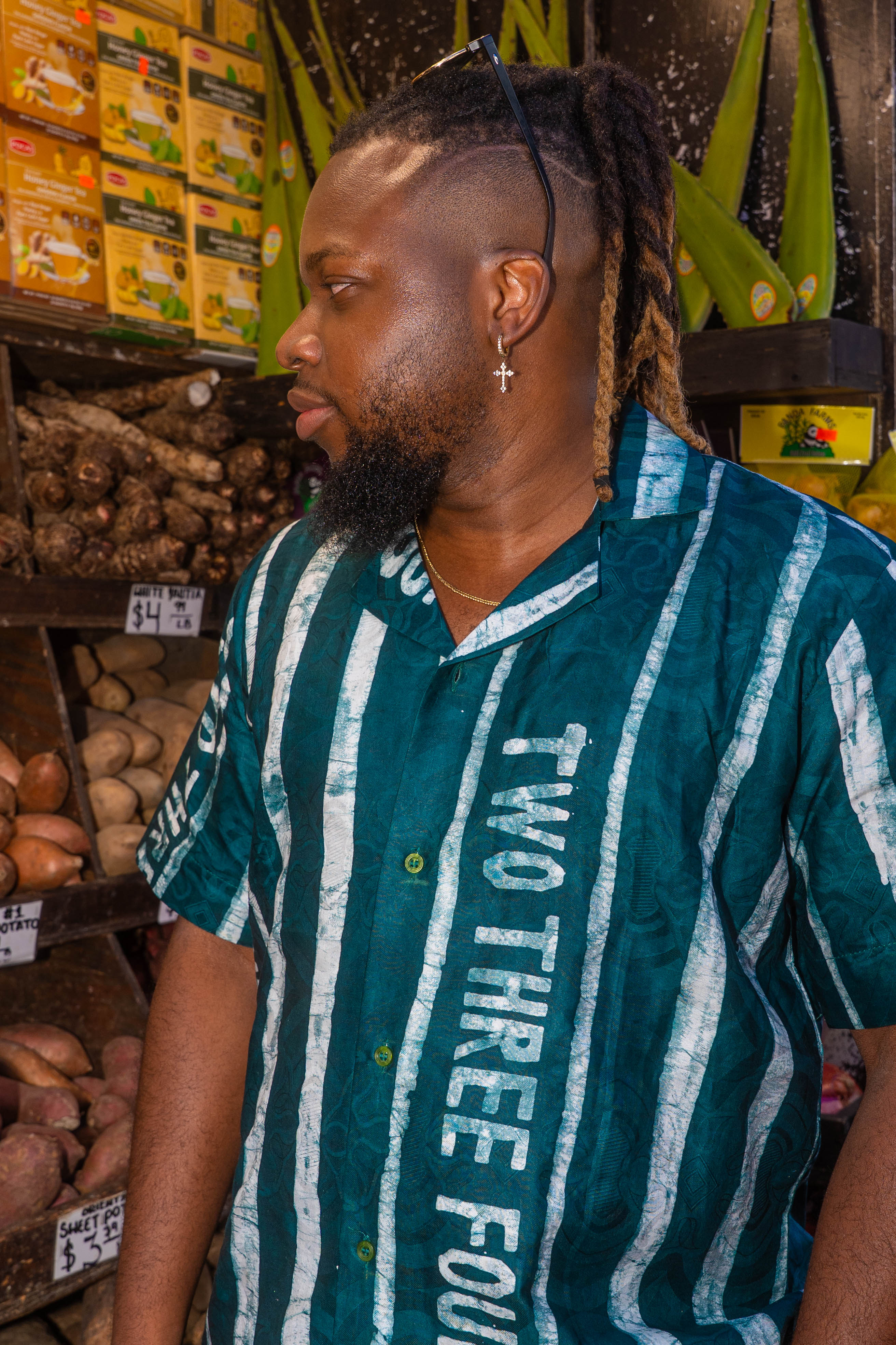+234 Adire Men's leaf button down